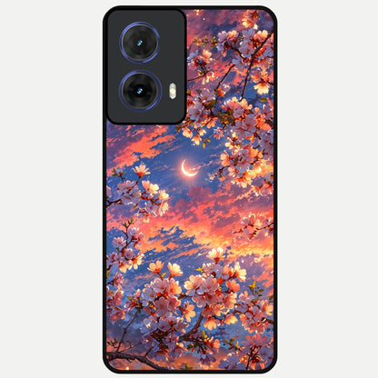  Celestial Sakura Sunset Glass Case For Moto G85 back cover – full design glossy printed glass finish