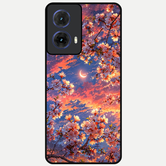  Celestial Sakura Sunset Glass Case For Moto G85 back cover – full design glossy printed glass finish