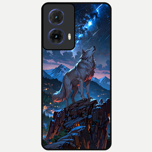  Celestial Wolf Howl Glass Case For Moto G85 back cover – full design glossy printed glass finish