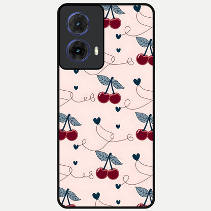  Cherry Heart Line Glass Case For Moto G85 back cover – full design glossy printed glass finish