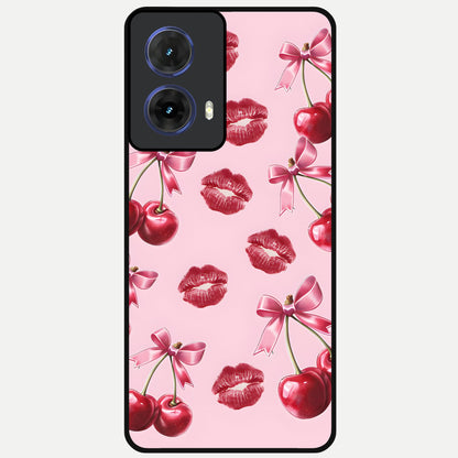  Cherry With Lips Glass Case For Moto G85 back cover – full design glossy printed glass finish