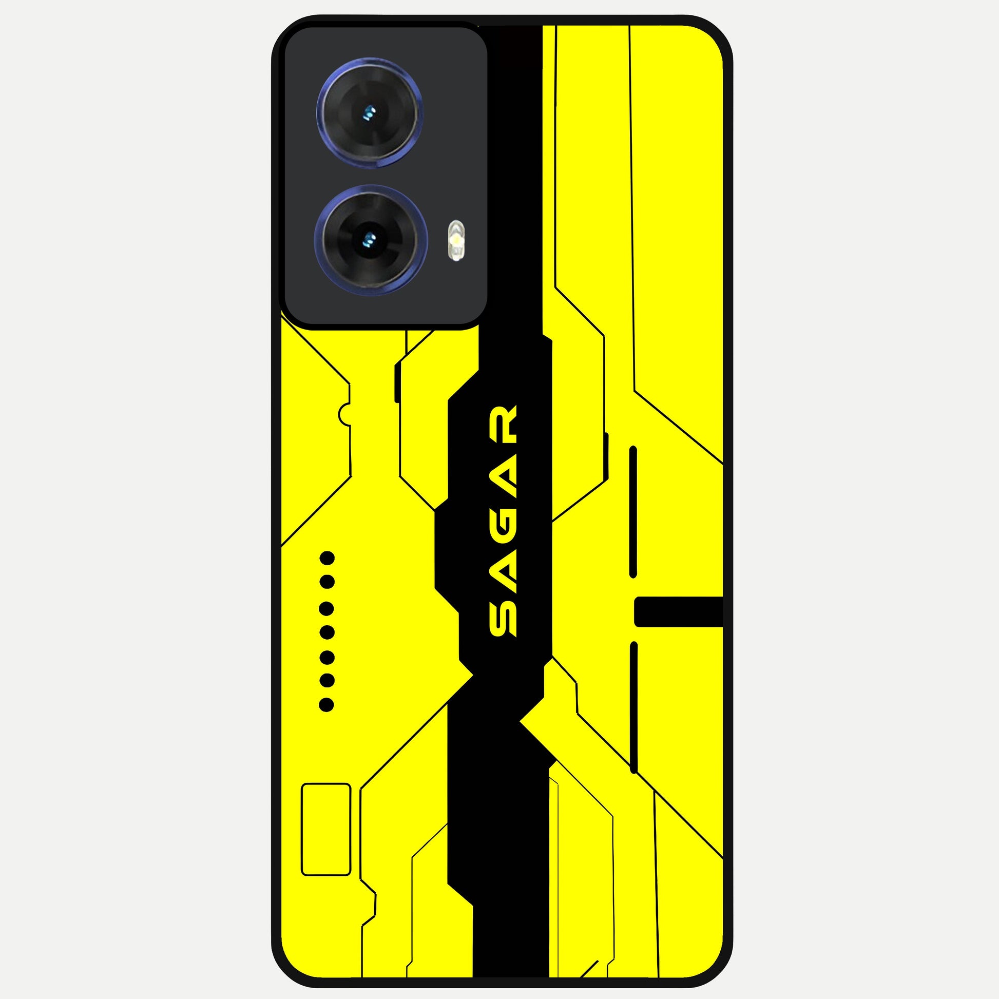  Circuit CYBERPUNK Custom Name Glass Case For Moto G85 back cover – full design glossy printed glass finish