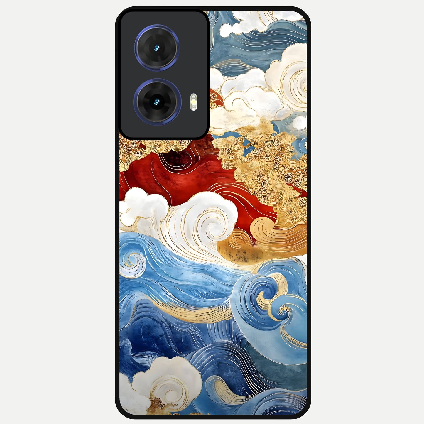  Colored Waves Glass Case For Moto G85 back cover – full design glossy printed glass finish
