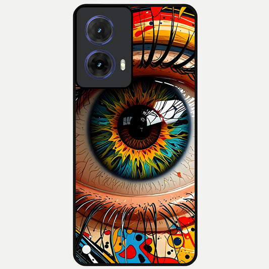  Colorful Eye Glass Case For Moto G85 back cover – full design glossy printed glass finish