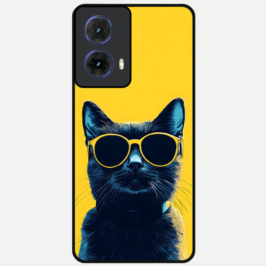  Cool Cat Vibes Glass Case For Moto G85 back cover – full design glossy printed glass finish