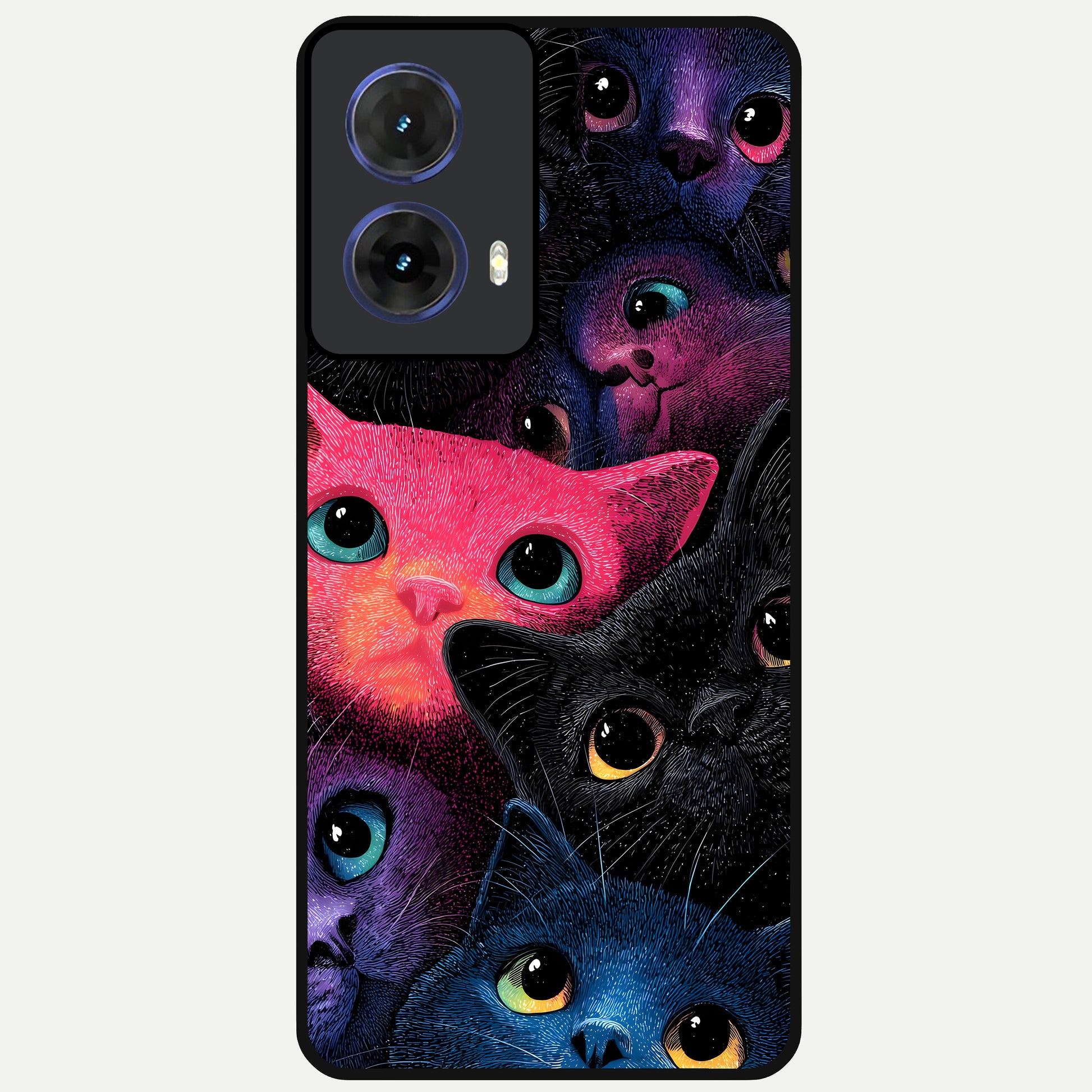  Cosmic Cats Dreams Glass Case For Moto G85 back cover – full design glossy printed glass finish