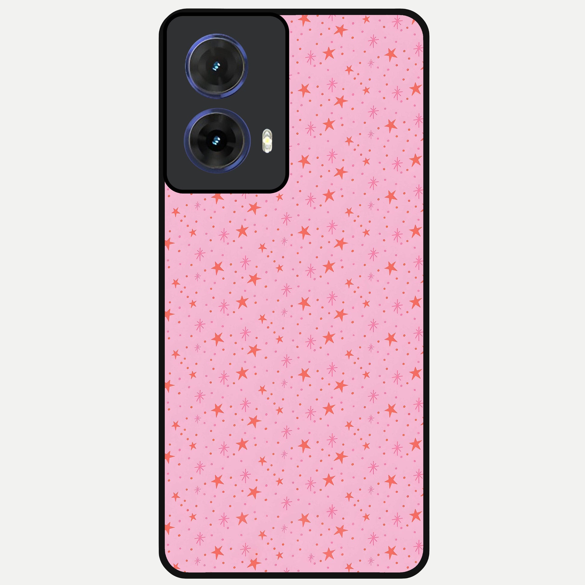  Cosmic Pink Sparkle Glass Case For Moto G85 back cover – full design glossy printed glass finish