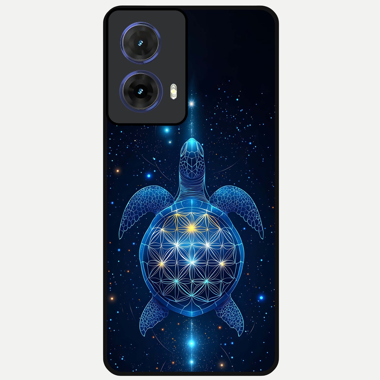  Crimson Blue Turtle Glass Case For Moto G85 back cover – full design glossy printed glass finish