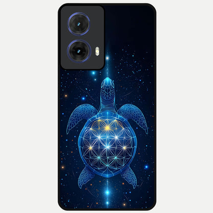  Crimson Blue Turtle Glass Case For Moto G85 back cover – full design glossy printed glass finish