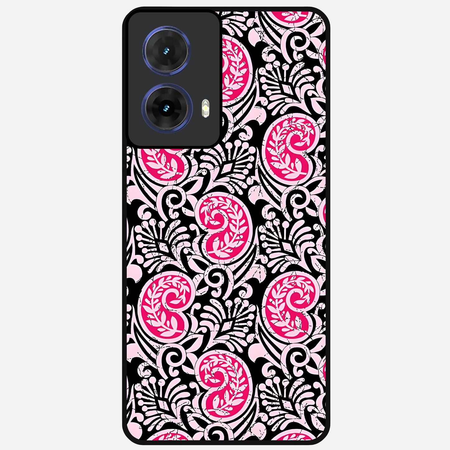  Crimson Paisley Charm Glass Case For Moto G85 back cover – full design glossy printed glass finish