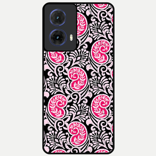  Crimson Paisley Charm Glass Case For Moto G85 back cover – full design glossy printed glass finish
