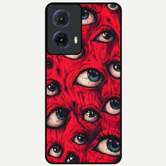  Crimson Watch Eyes Glass Case For Moto G85 back cover – full design glossy printed glass finish