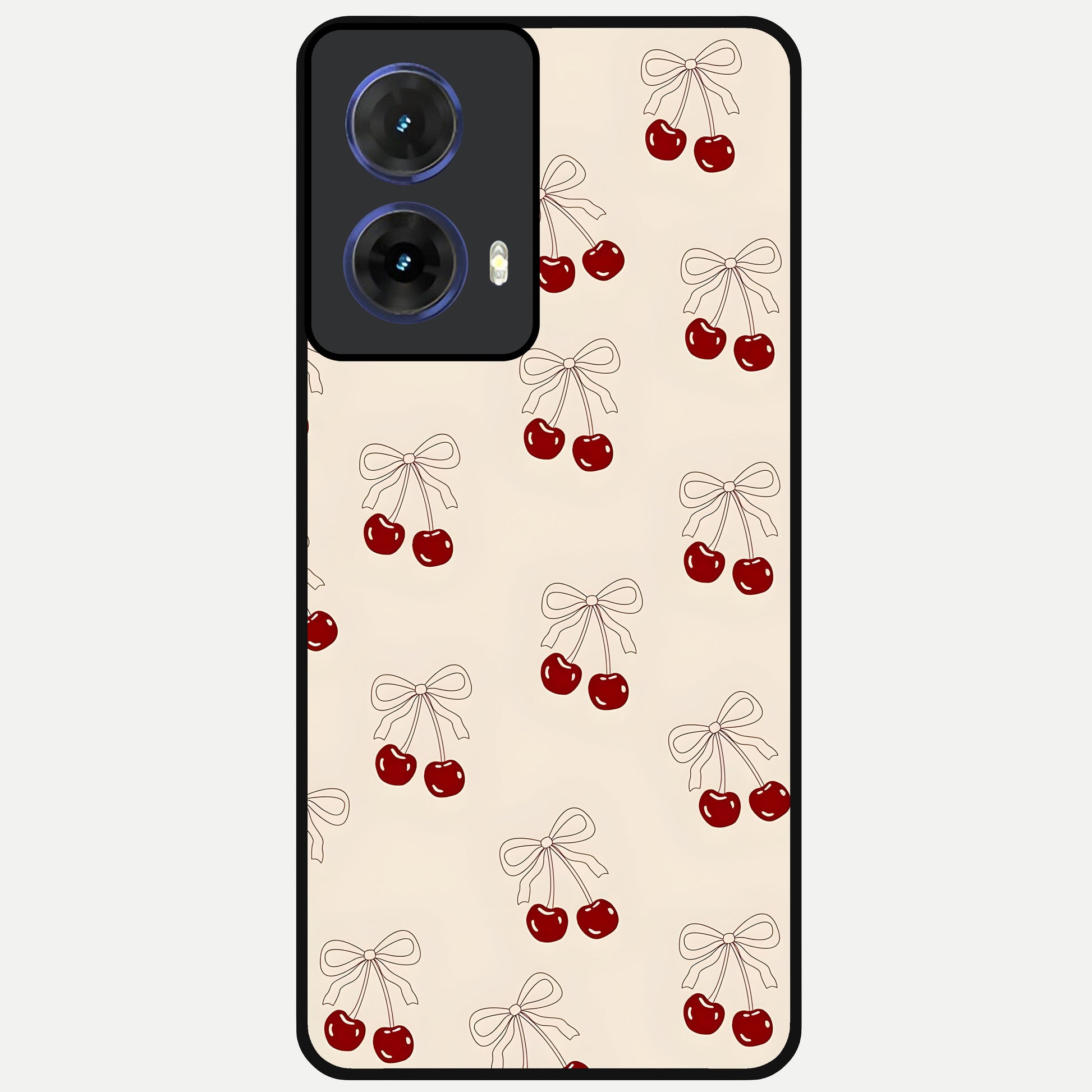  Cute Cherry Pattern Glass Case For Moto G85 back cover – full design glossy printed glass finish