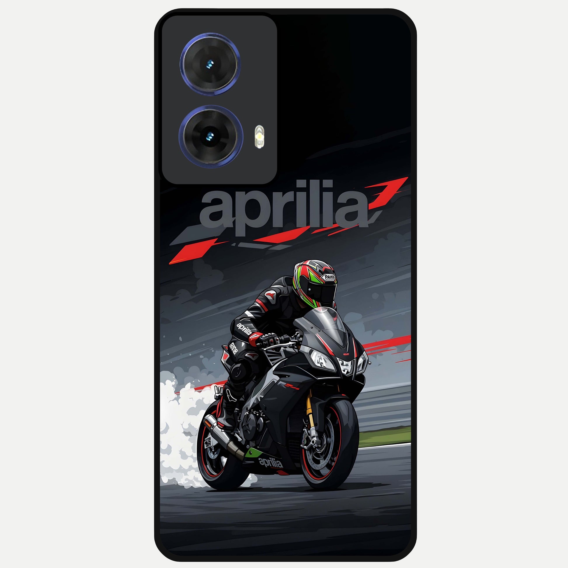  Dark Aprilla Glass Case For Moto G85 back cover – full design glossy printed glass finish
