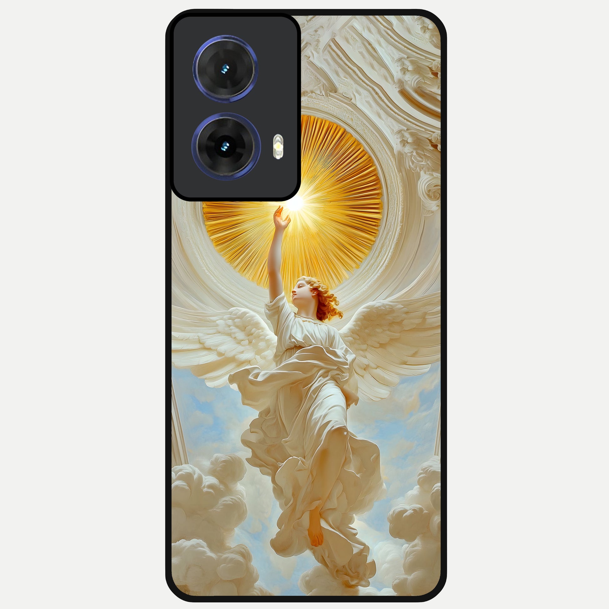  Divine Light Angel Glass Case For Moto G85 back cover – full design glossy printed glass finish
