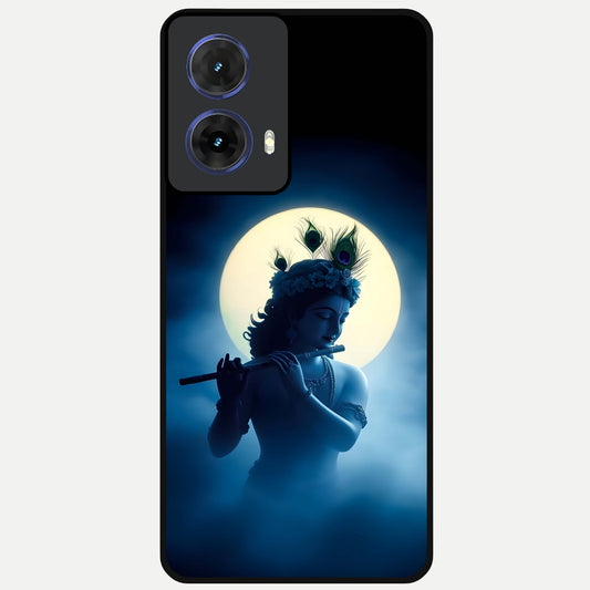  Divine Moon Flute Glass Case For Moto G85 back cover – full design glossy printed glass finish