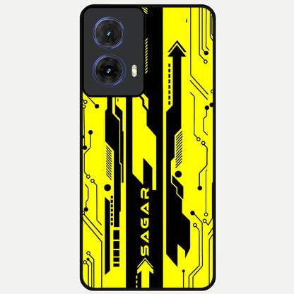  Electric Pulse CYBERPUNK Custom Name Glass Case For Moto G85 back cover – full design glossy printed glass finish