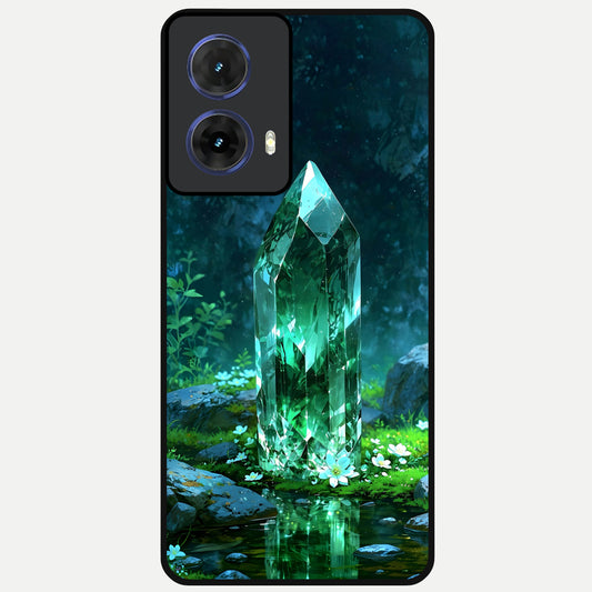  Emerald Light Crystal Glass Case For Moto G85 back cover – full design glossy printed glass finish