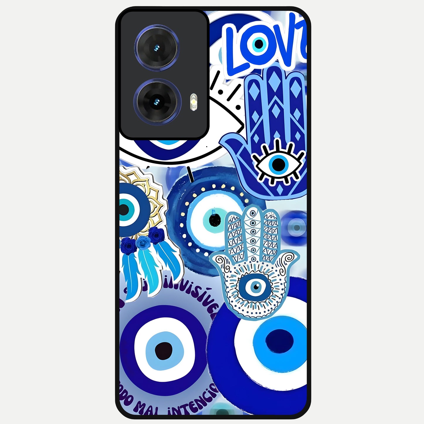  Evil Eyes Dream Glass Case For Moto G85 back cover – full design glossy printed glass finish