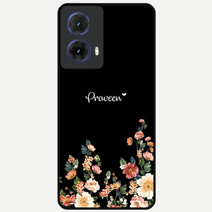 Floral Design Personalized Custom Name Glass Case For Moto G85 back cover – full design glossy printed glass finish