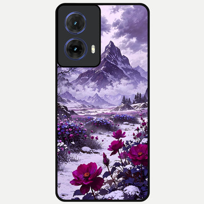  Flower Mountain View Glass Case For Moto G85 back cover – full design glossy printed glass finish
