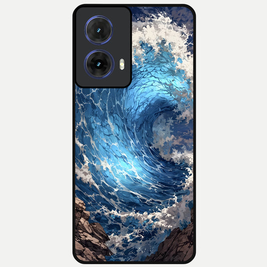  Giant Ocean Wave Glass Case For Moto G85 back cover – full design glossy printed glass finish