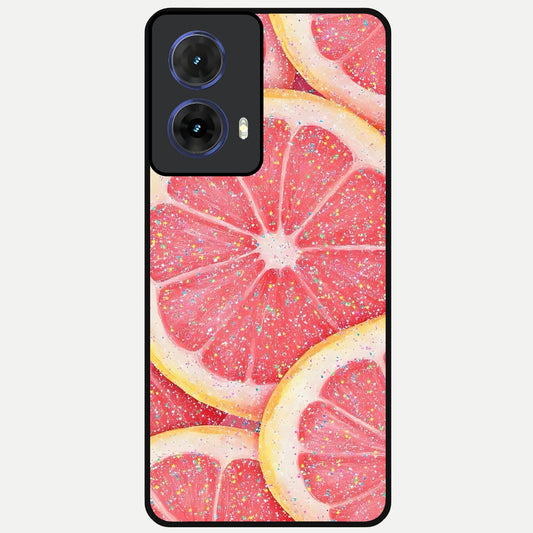  Glitter Grapefruit Glass Case For Moto G85 back cover – full design glossy printed glass finish