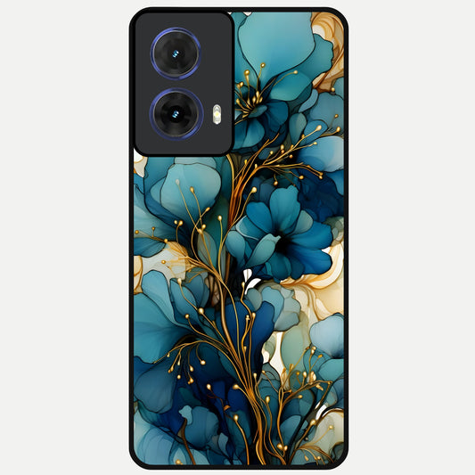  Golden Bloom Symphony Glass Case For Moto G85 back cover – full design glossy printed glass finish