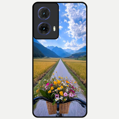  Golden Field Journey Glass Case For Moto G85 back cover – full design glossy printed glass finish