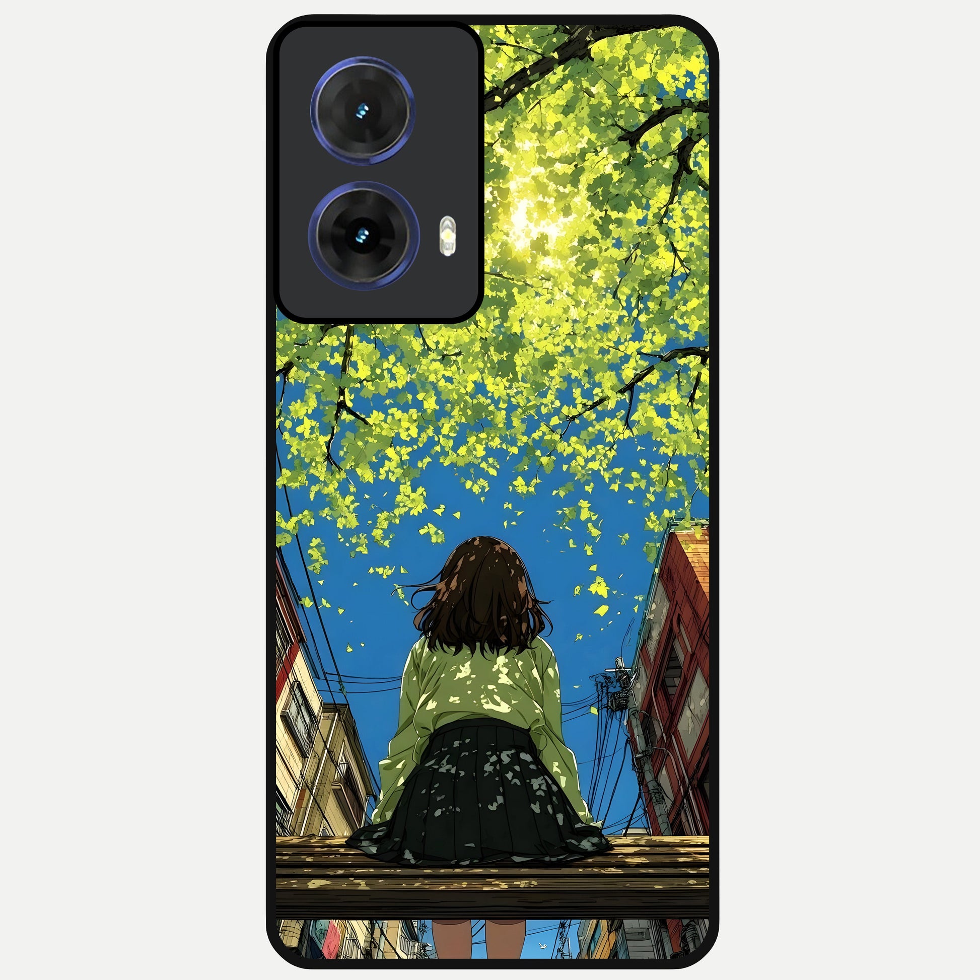  Golden Leaves Glow Glass Case For Moto G85 back cover – full design glossy printed glass finish
