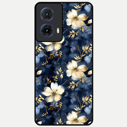  Golden Midnight Bloom Glass Case For Moto G85 back cover – full design glossy printed glass finish