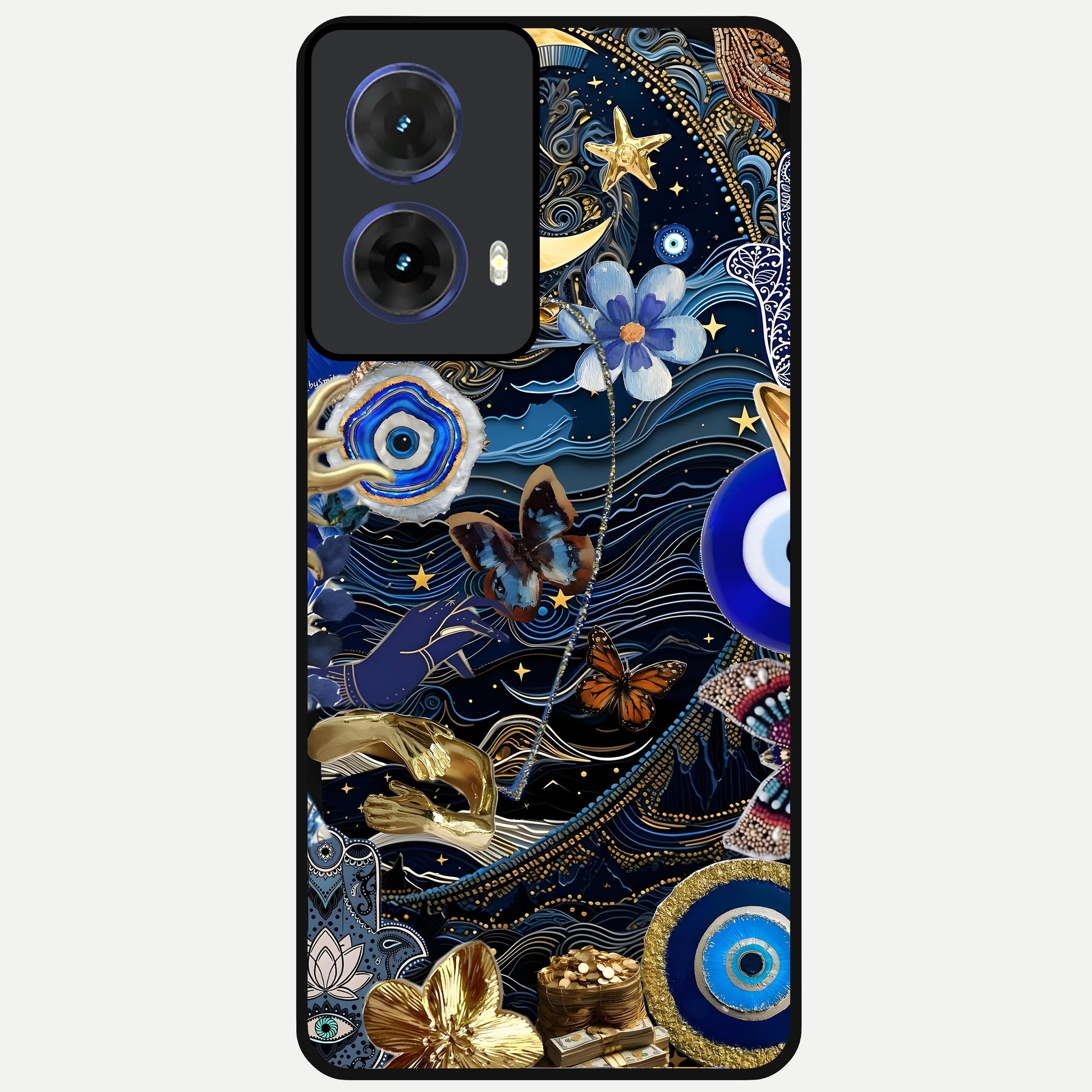 Golden Moon Magic Glass Case For Moto G85 back cover – full design glossy printed glass finish