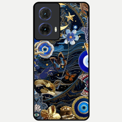  Golden Moon Magic Glass Case For Moto G85 back cover – full design glossy printed glass finish
