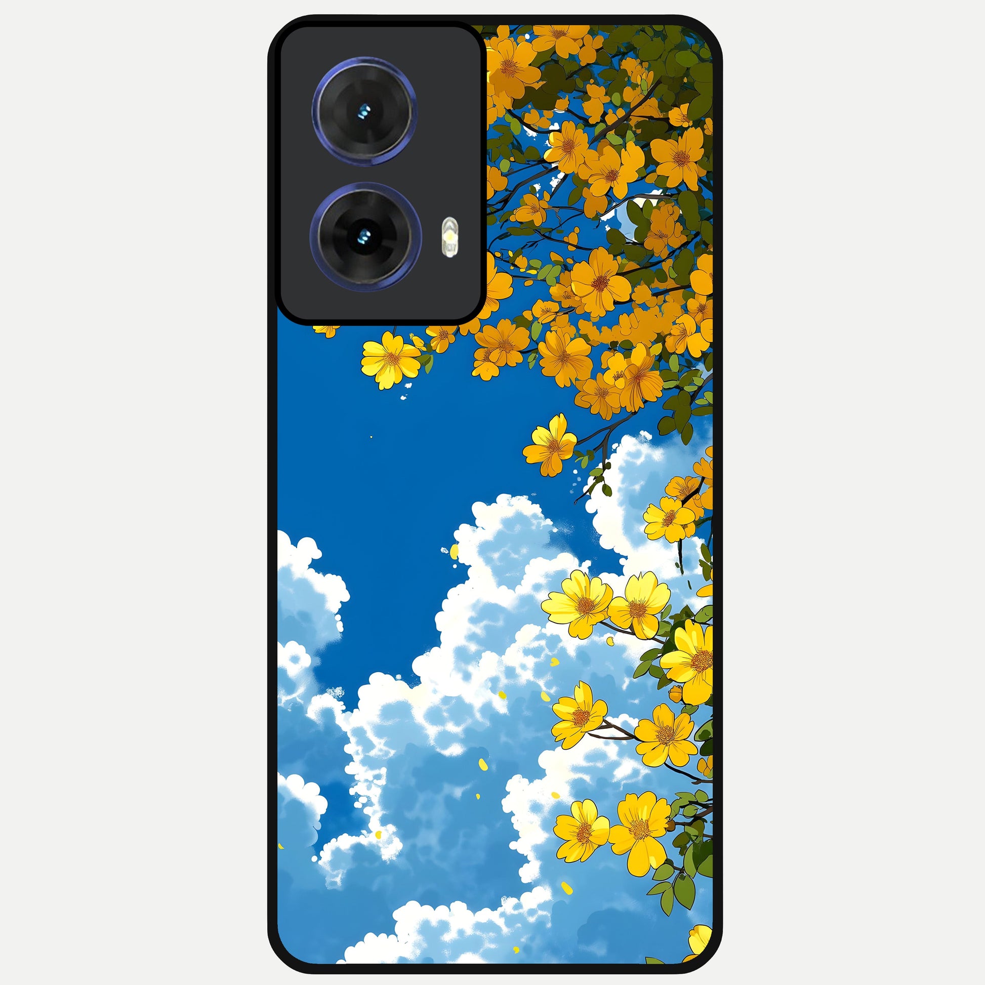  Golden Petal Sky Glass Case For Moto G85 back cover – full design glossy printed glass finish