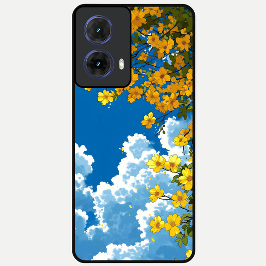  Golden Petal Sky Glass Case For Moto G85 back cover – full design glossy printed glass finish