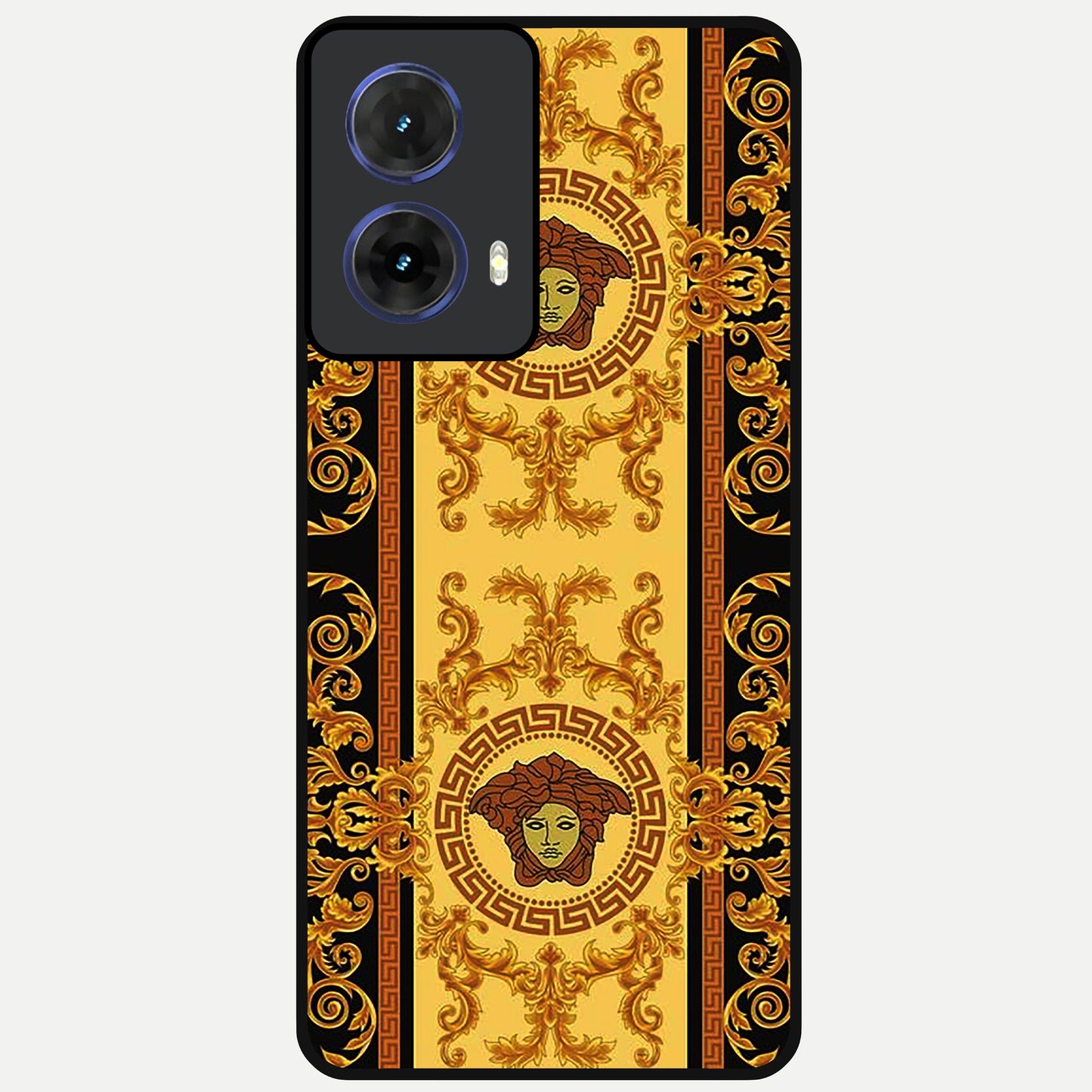  Golden Royal Heritage Glass Case For Moto G85 back cover – full design glossy printed glass finish