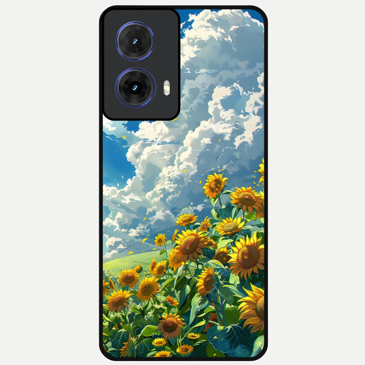  Golden Sun Glory Glass Case For Moto G85 back cover – full design glossy printed glass finish