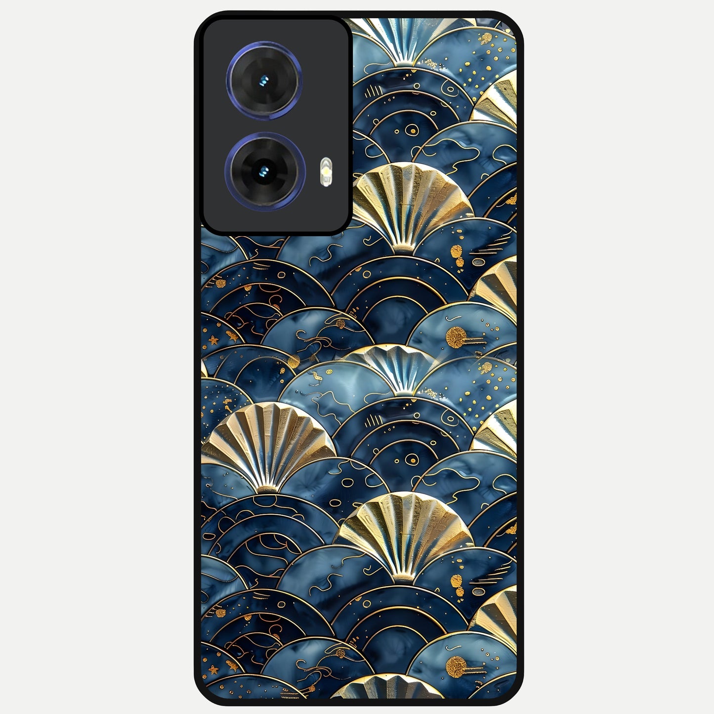  Golden Wave Luxe Glass Case For Moto G85 back cover – full design glossy printed glass finish