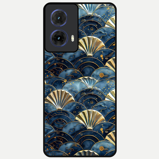  Golden Wave Luxe Glass Case For Moto G85 back cover – full design glossy printed glass finish