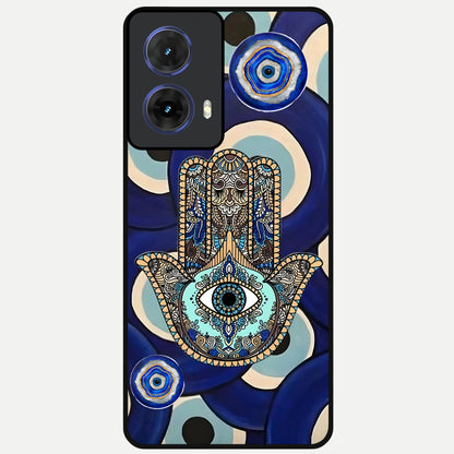  Hamsa Divine Guard Glass Case For Moto G85 back cover – full design glossy printed glass finish