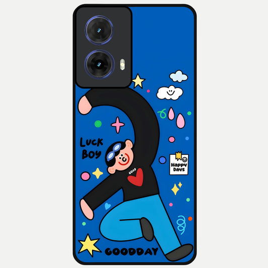  Happy Luck Vibe Glass Case For Moto G85 back cover – full design glossy printed glass finish