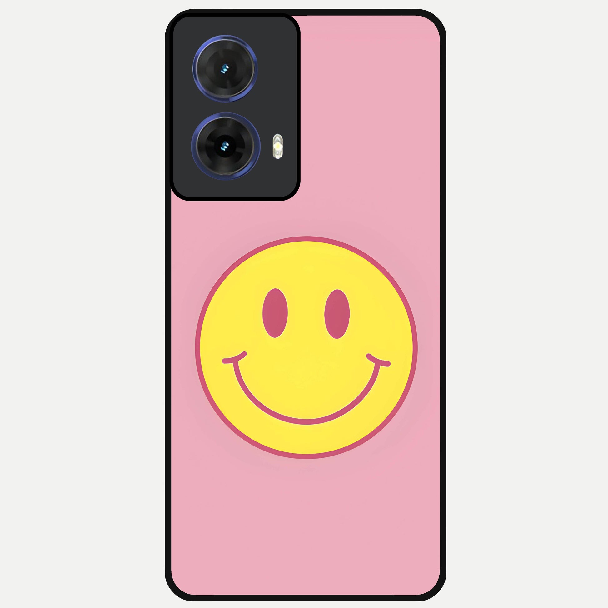  Happy Pink Mood Glass Case For Moto G85 back cover – full design glossy printed glass finish