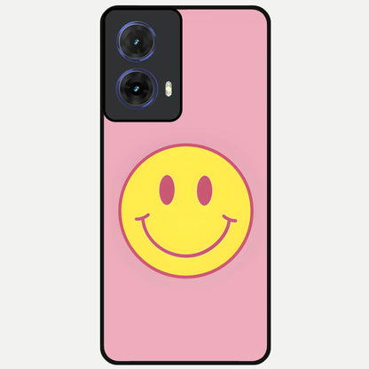  Happy Pink Mood Glass Case For Moto G85 back cover – full design glossy printed glass finish