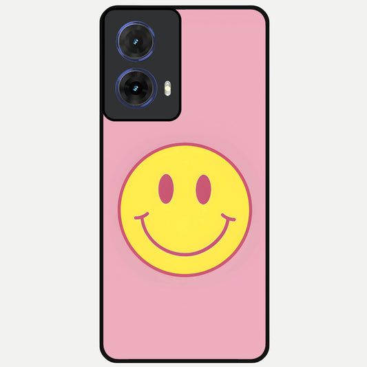  Happy Pink Mood Glass Case For Moto G85 back cover – full design glossy printed glass finish