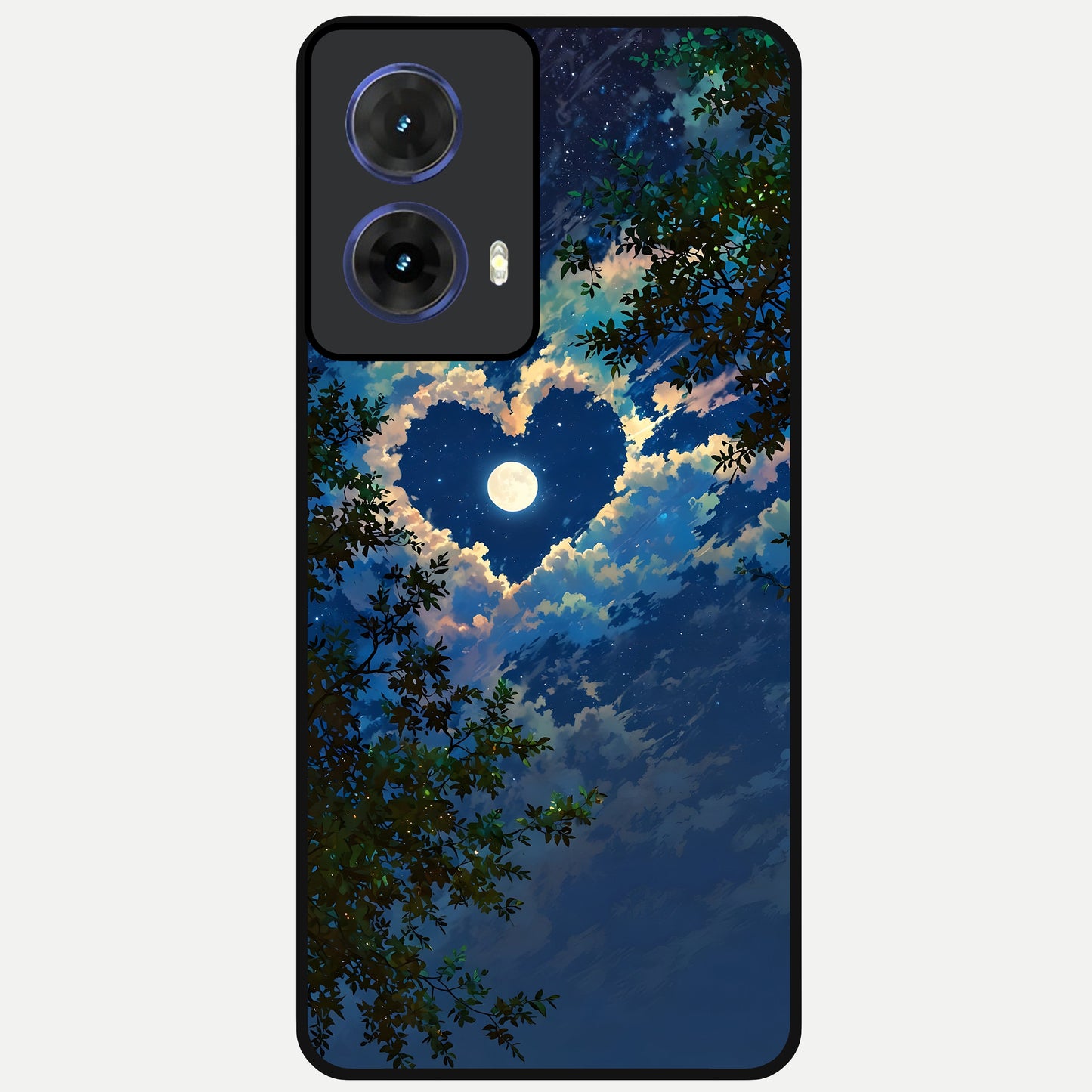  Heart With Moon Sky Glass Case For Moto G85 back cover – full design glossy printed glass finish