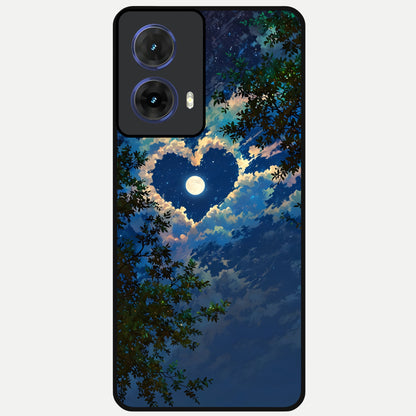  Heart With Moon Sky Glass Case For Moto G85 back cover – full design glossy printed glass finish