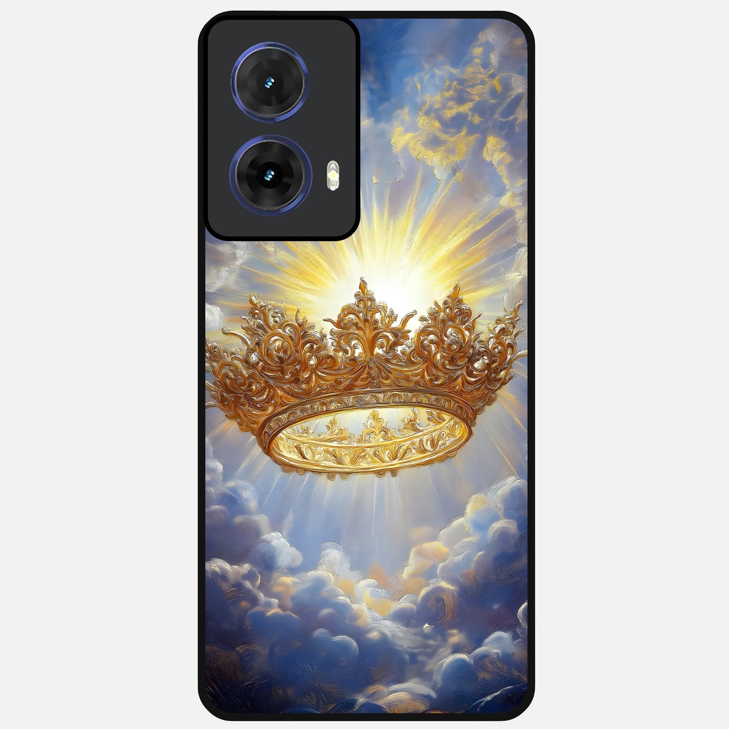  Heavenly Crown Light Glass Case For Moto G85 back cover – full design glossy printed glass finish