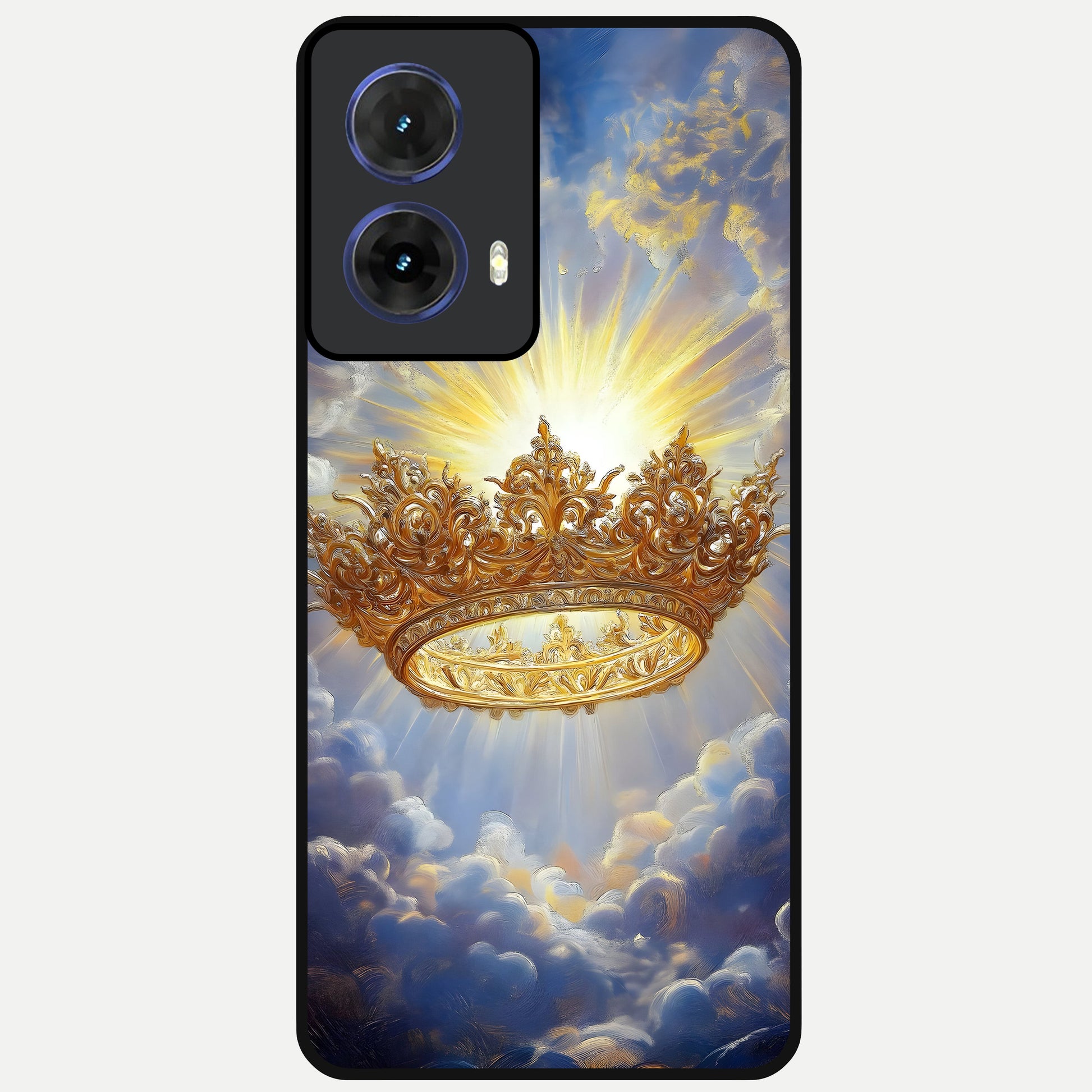  Heavenly Crown Light Glass Case For Moto G85 back cover – full design glossy printed glass finish