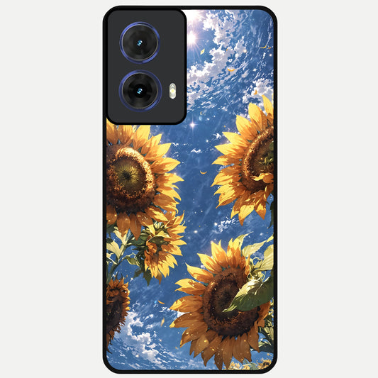  Heavenly Sunflower Rise Glass Case For Moto G85 back cover – full design glossy printed glass finish