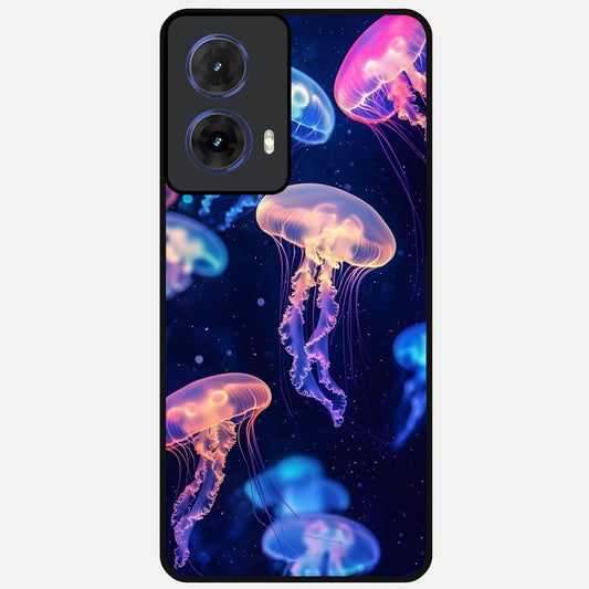  Jellyfish Pattern Glass Case For Moto G85 back cover – full design glossy printed glass finish